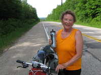 Mom after lots of hill climb out of Aumond, QC en route to Mont Laurier.